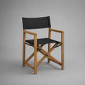 Klappbarer Garten-Regiestuhl mit Armlehnen aus massivem Akazienholz und Polyester, Natur/Schwarz, 57 × 54 × 88 cm