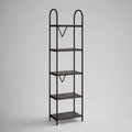 Bücherregal Standregal mit 4 Ablagen aus MDF und Stahl, Schwarz/Dunkelbraun, 40 × 30 × 160 cm