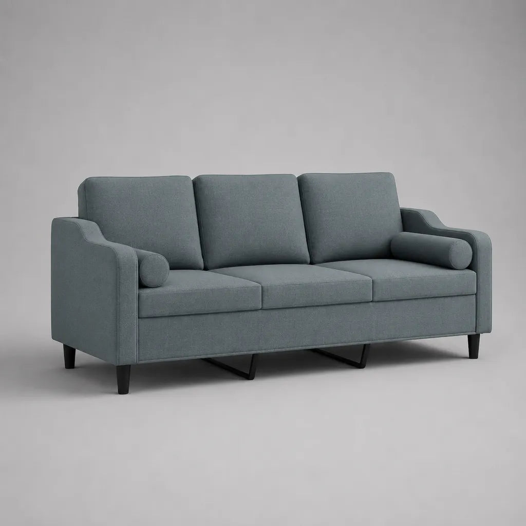 3-Sitzer-Sofa mit Polyesterbezug und Schaumstoffpolsterung, Graublau, 200 × 86 × 85 cm