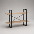 Bücherregal Standregal aus melaminbeschichteter Spanplatte und Stahl, Natur/Schwarz, 120 × 30 × 100 cm