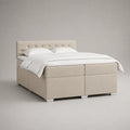 Boxspringbett 180 × 200 cm mit 2 Matratzen, gepolstertem Kopfteil und Polyesterbezug, Beige
