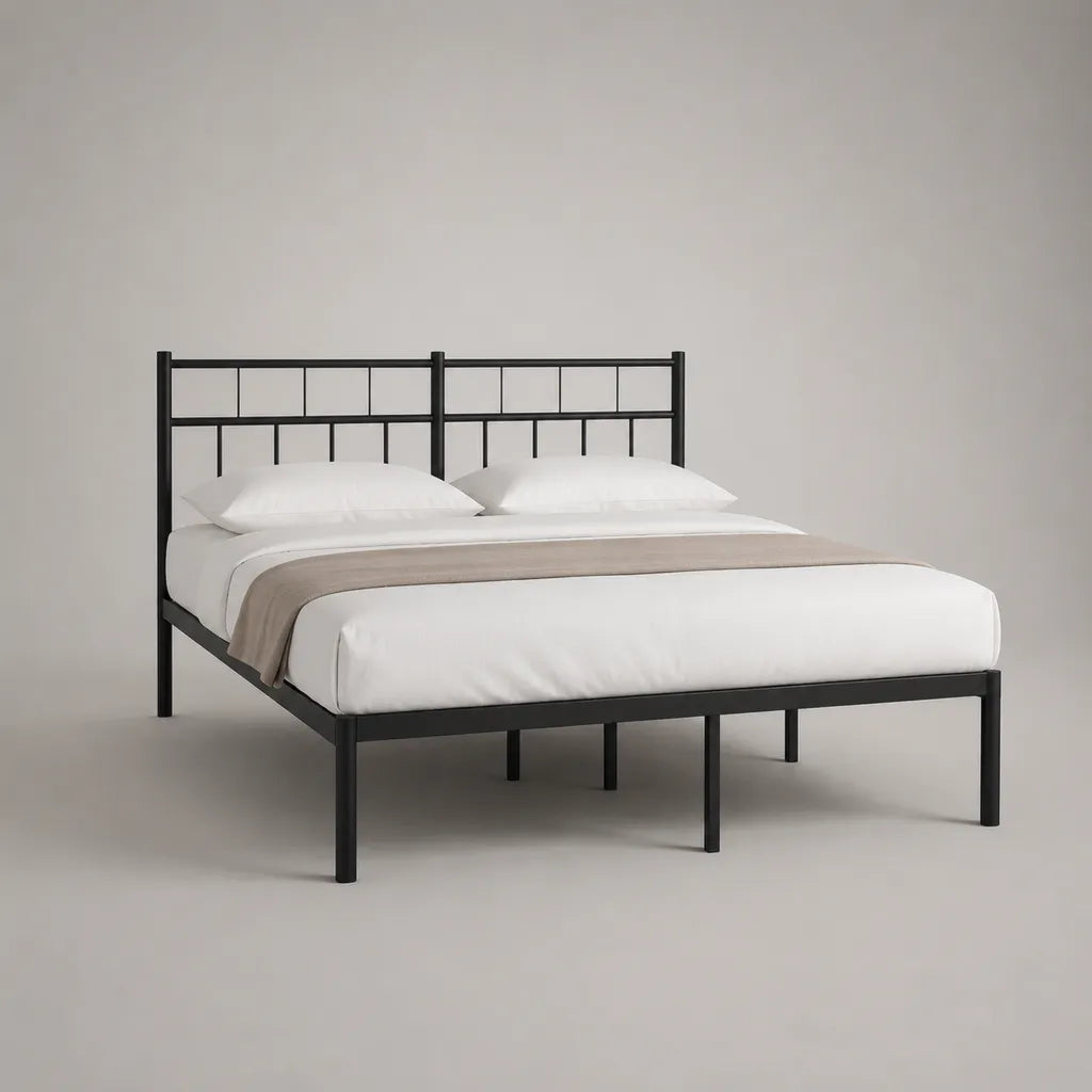 Metall-Doppelbett Schwarz, Liegefläche 180 x 200 cm, Gesamtmaß 206 x 186 x 100 cm