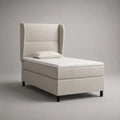 Boxspringbett 90 × 200 cm mit Matratze, Topper und Flügelkopfteil, Polyester, Cremeweiß