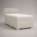 Boxspringbett-Komplettset 90 x 200 cm, Gesamtmaß ca. 210 x 100 x 110 cm, Polyesterbezug Beige, mit Taschenfederkernmatratze und Topper