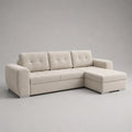 Ecksofa mit Ottomane, L-Form, Polyester-Chenille, Creme, 245 × 155 × 88 cm